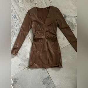 Zara Brown Long Sleeve Dress